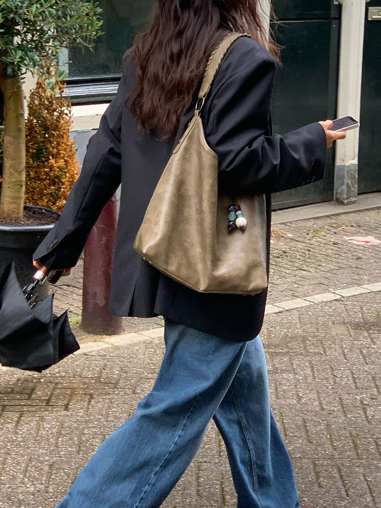 復古美刷色微鬆直筒牛仔褲