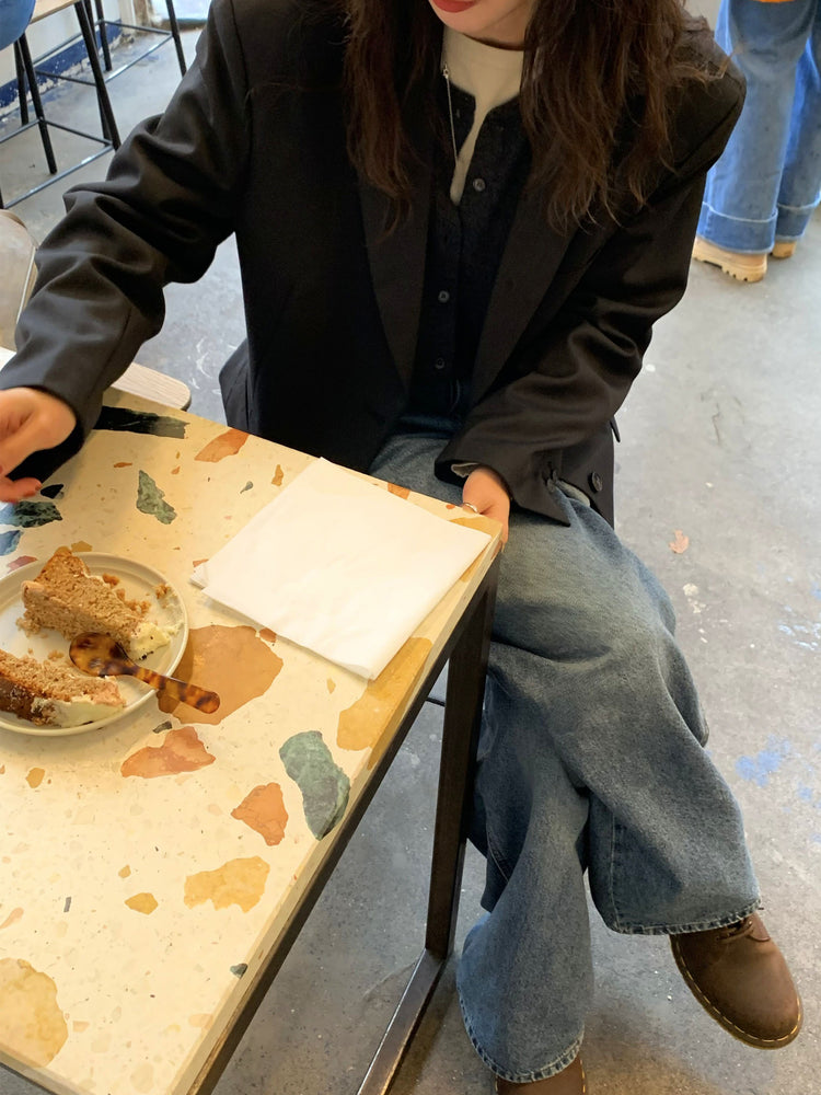 復古美刷色微鬆直筒牛仔褲