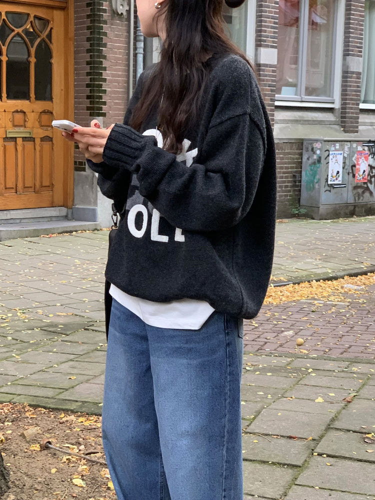 高質字母印花針織毛衣