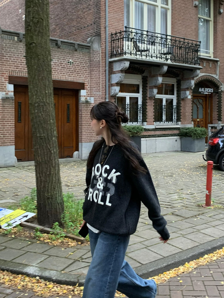 高質字母印花針織毛衣