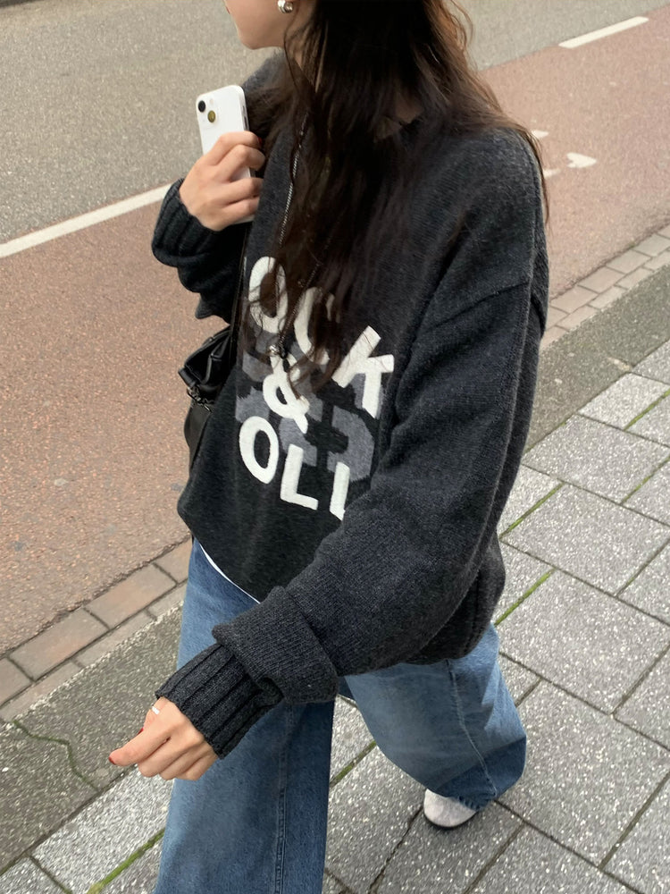 高質字母印花針織毛衣