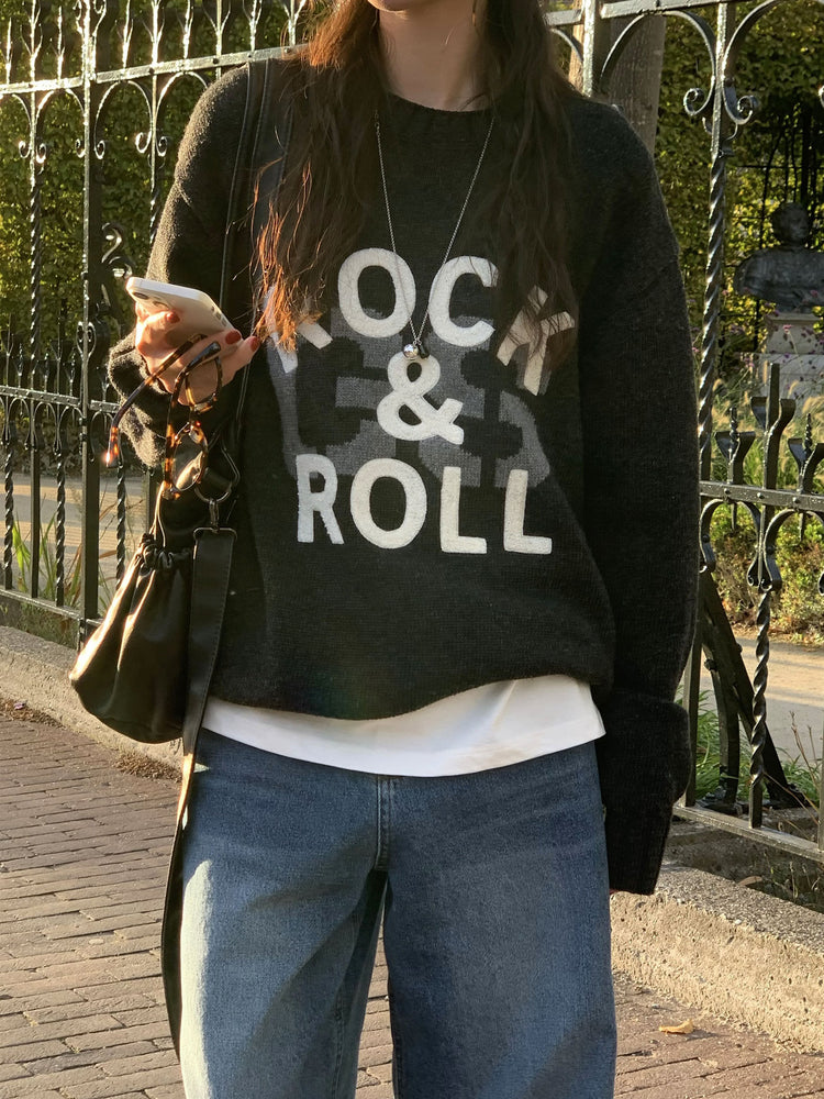 高質字母印花針織毛衣