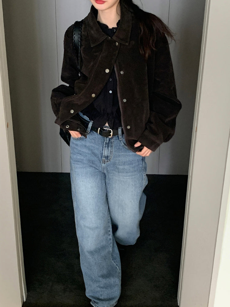 (現)美色磨砂皮質感外套