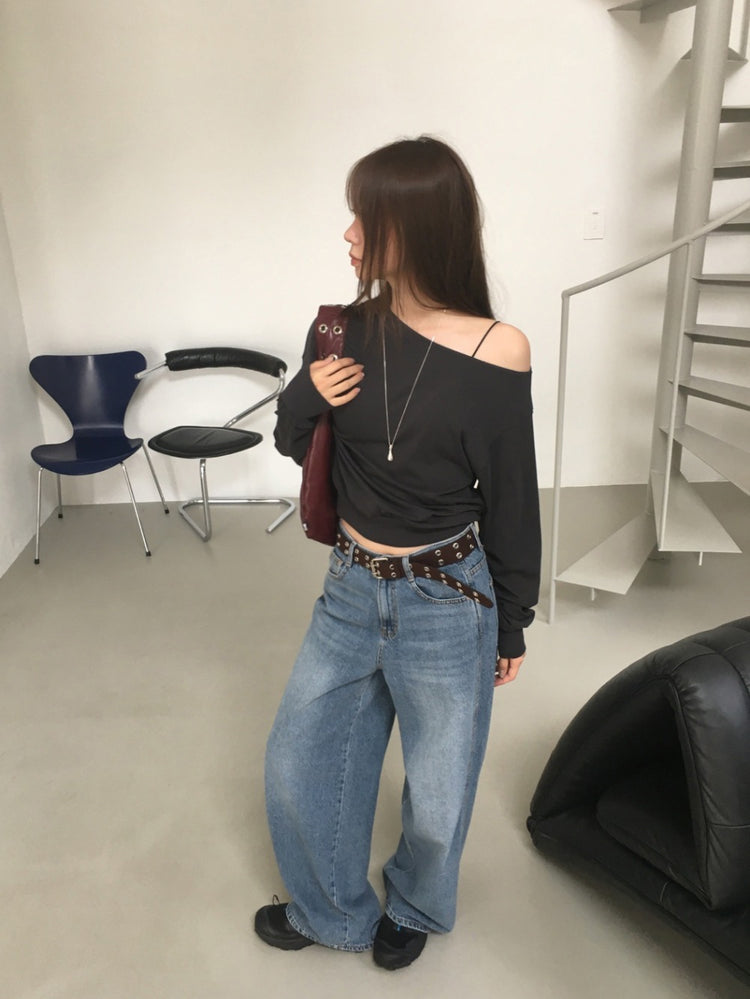 經典美刷色基礎直筒牛仔褲