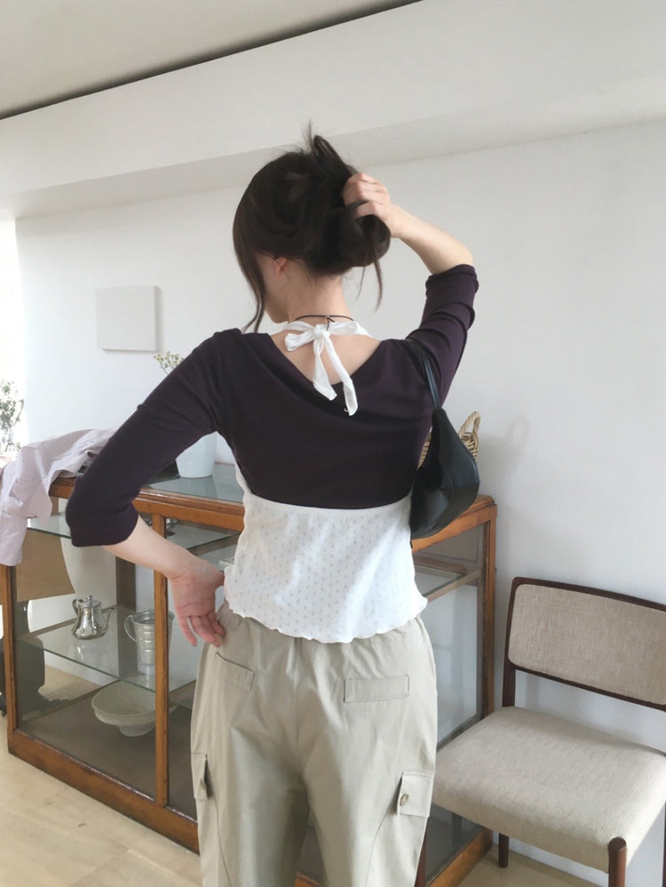 微透天絲經典七分袖上衣