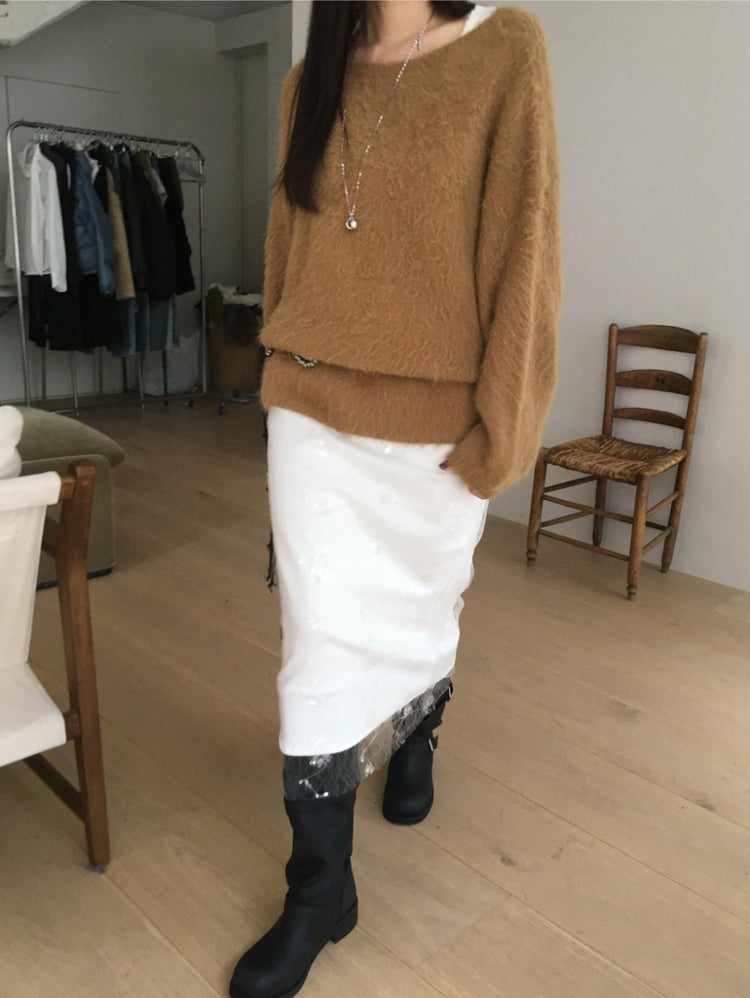 美肩毛流質感寬鬆毛衣