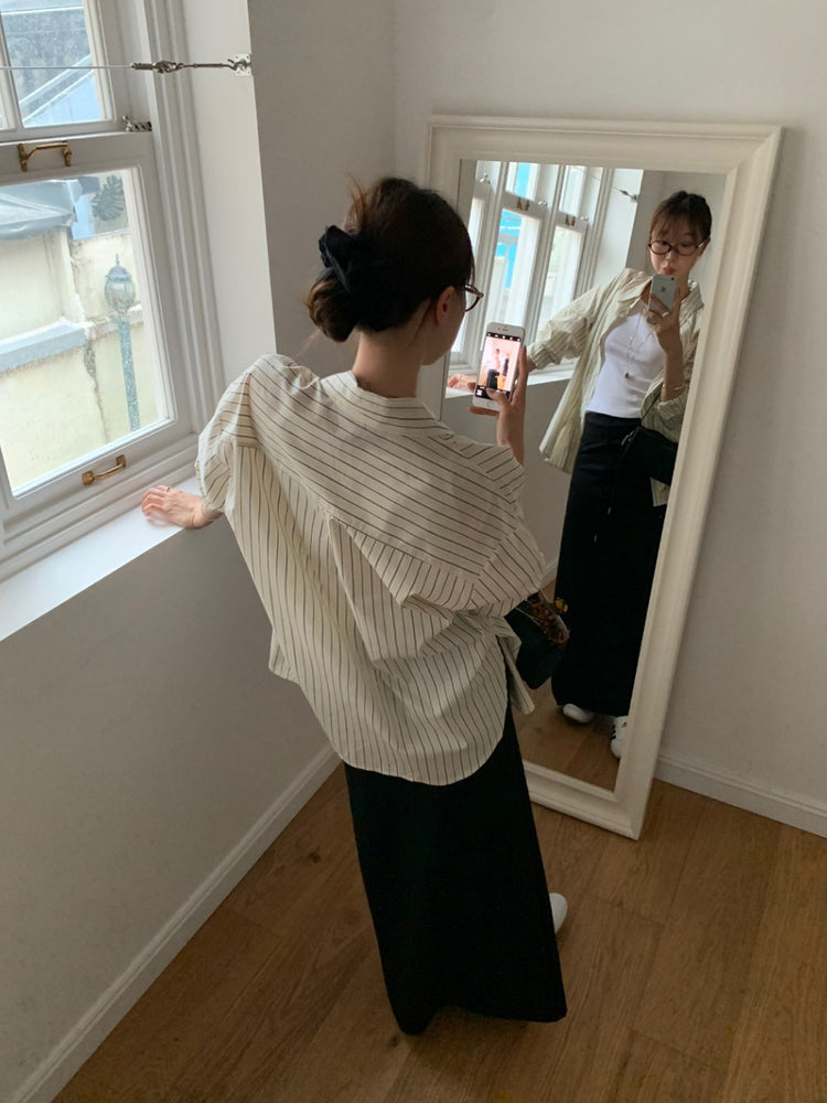 美色條紋寬鬆襯衫