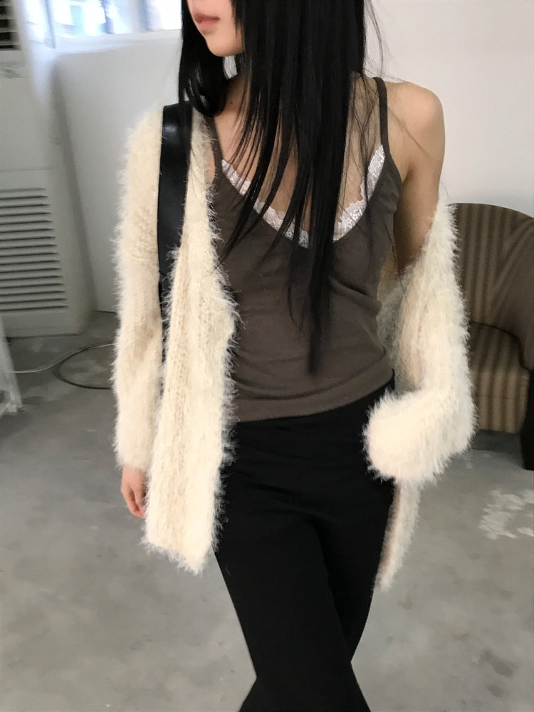 撞色蕾絲邊細節修身背心