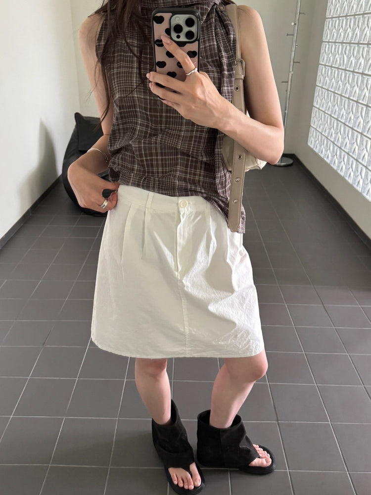 雙壓褶細節半裙