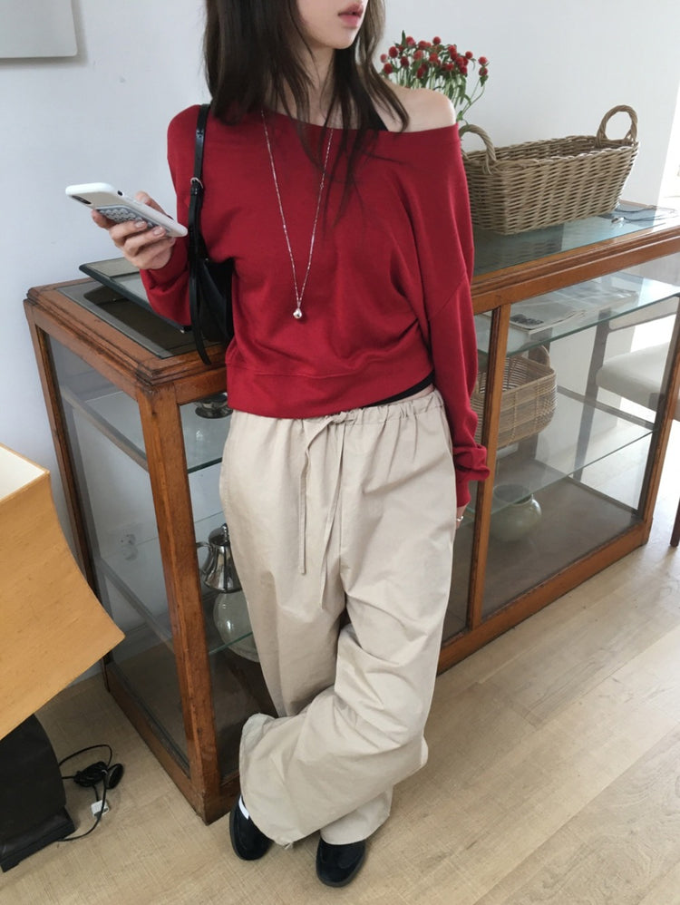 美肩U領修腰上衣