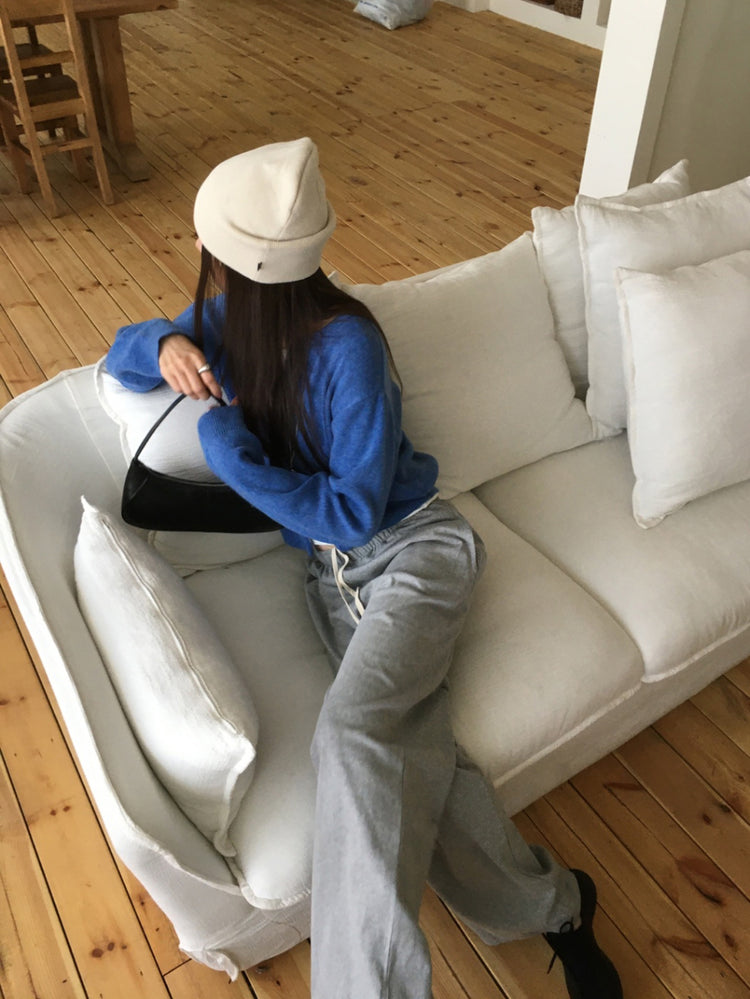 格紋反著腰頭細節棉褲