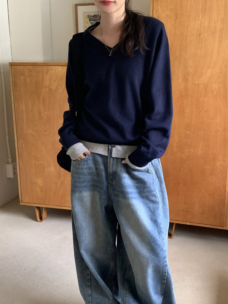 花邊V領排鈕細節上衣