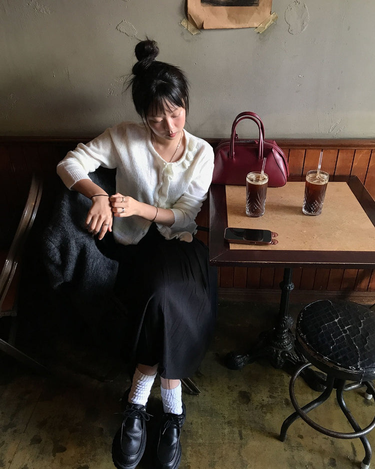 不修邊雙層細節百褶裙