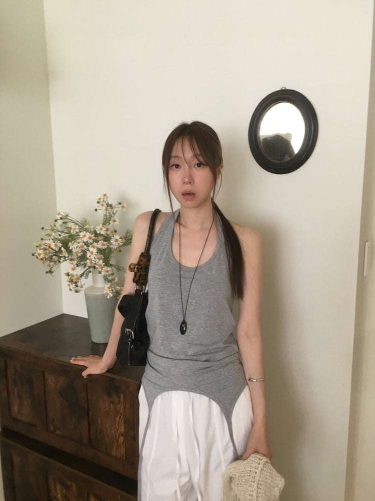 掛脖垂帶設計感細節上衣