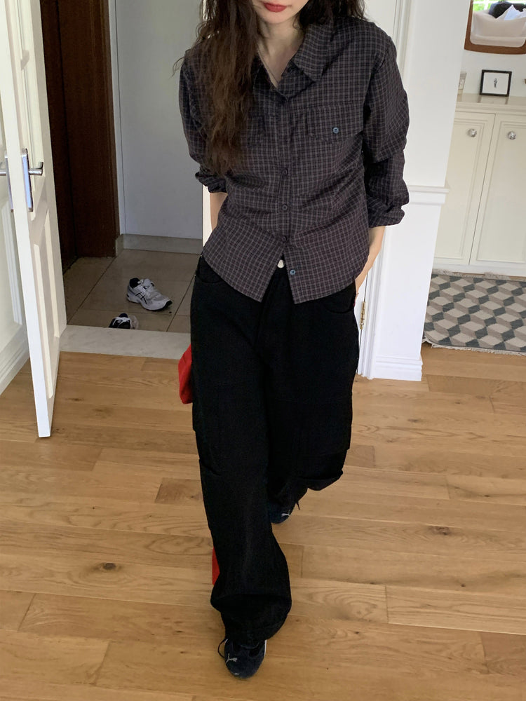 復古美色廓形工裝褲