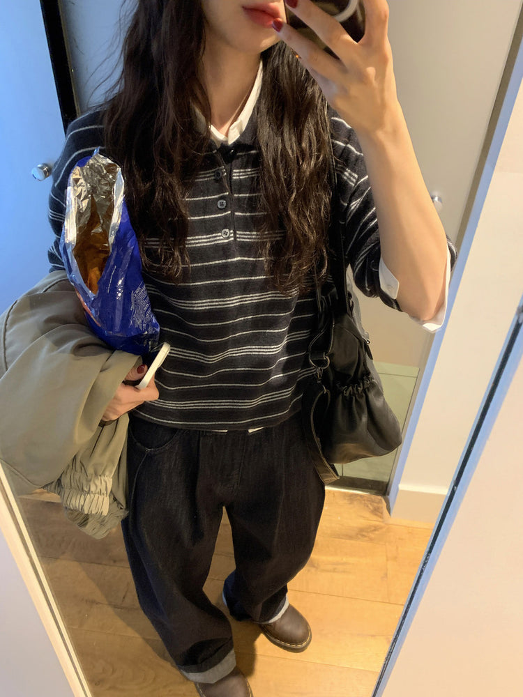 七分袖修腰層次襯衫