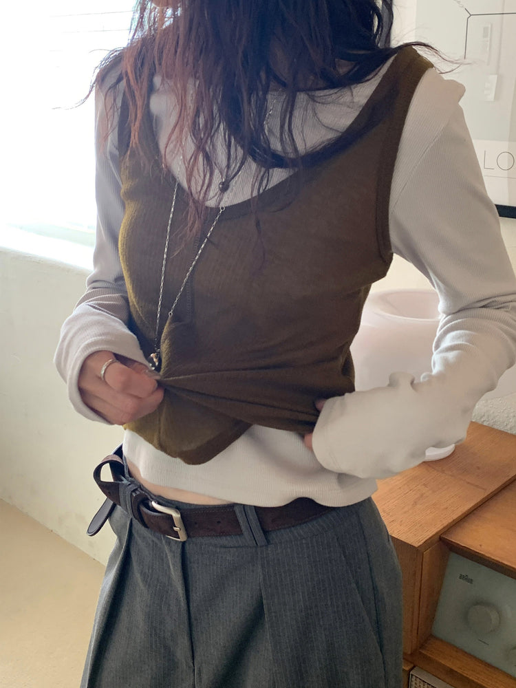條紋內壓褶細節直褲