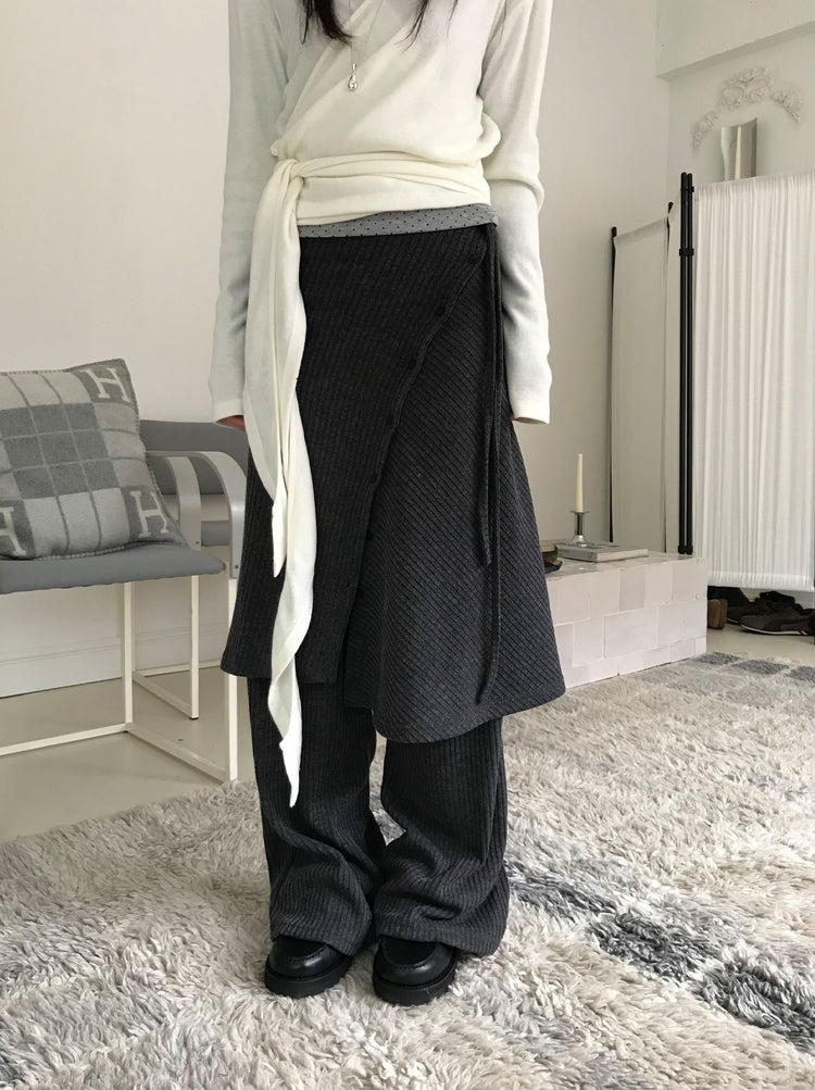 美色交疊綁帶細節針織上衣