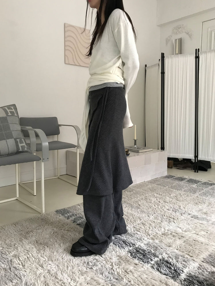 美色交疊綁帶細節針織上衣