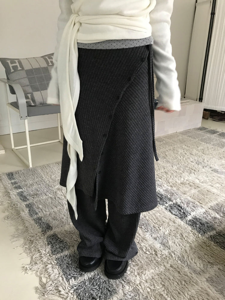 美色交疊綁帶細節針織上衣