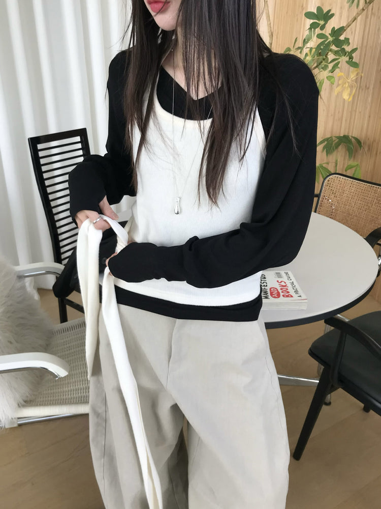 V領袖扣細節修腰上衣