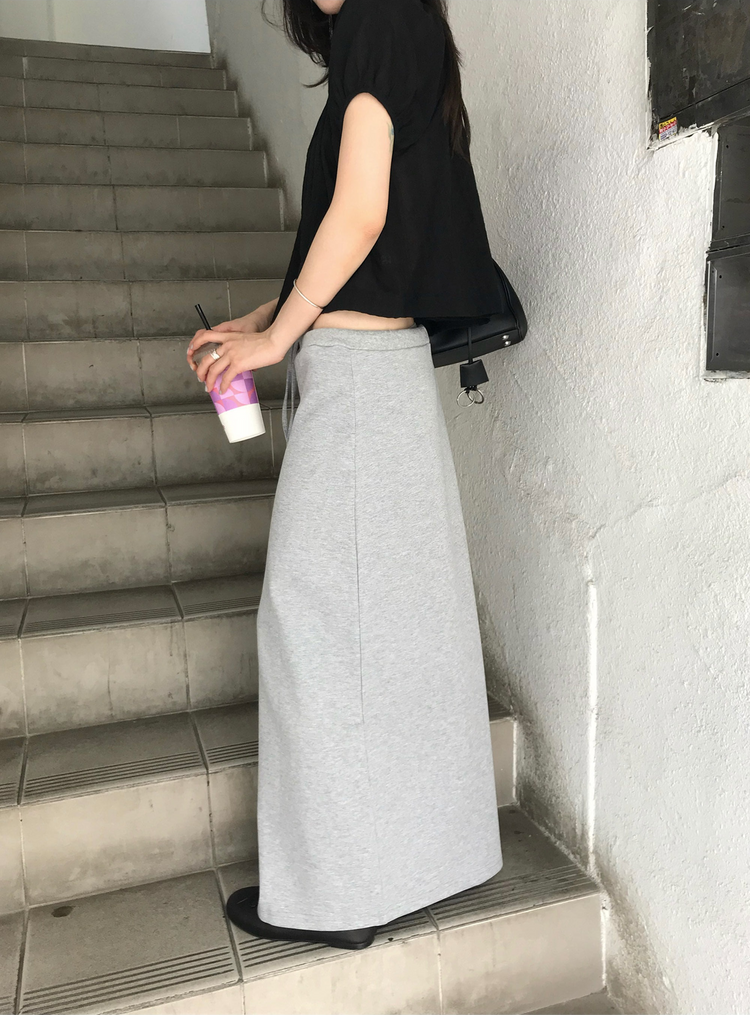 微傘簡約抽繩及踝棉裙