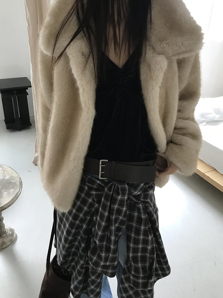 美色撞色格紋襯衫