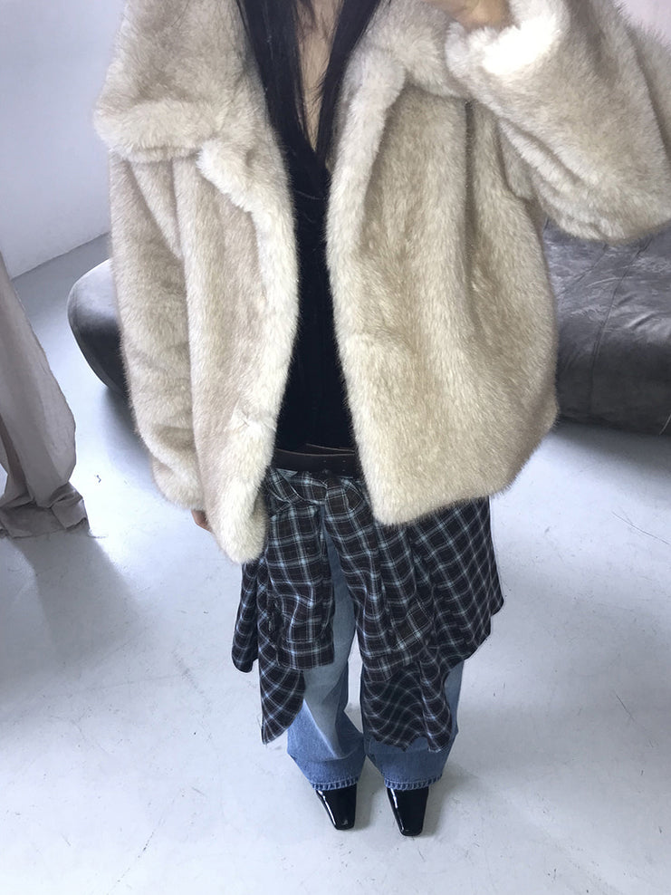 美色撞色格紋襯衫