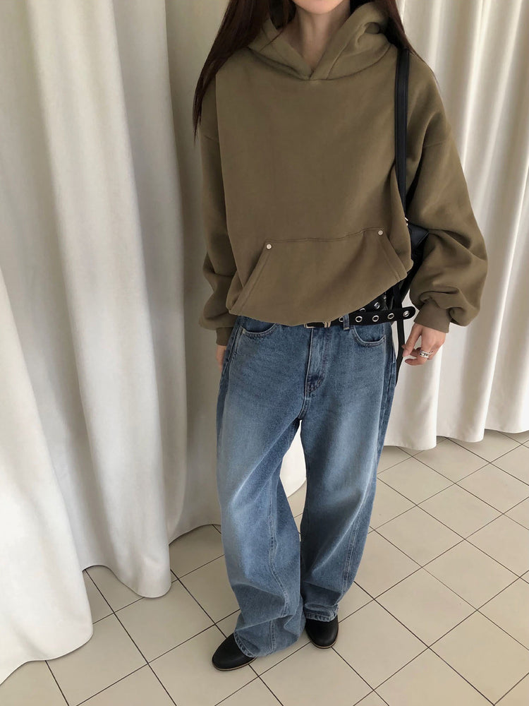 鉚釘細節基礎連帽衛衣