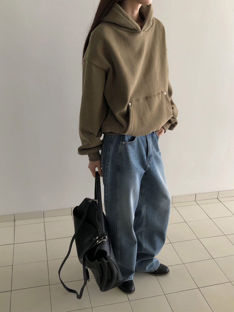 鉚釘細節基礎連帽衛衣