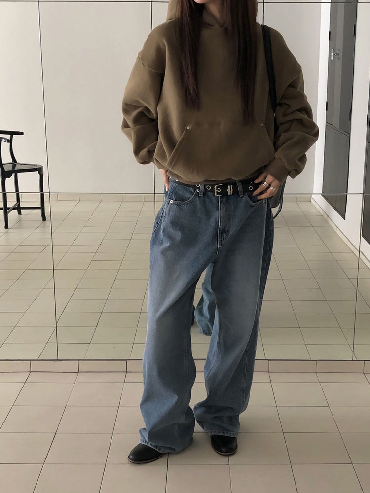 鉚釘細節基礎連帽衛衣