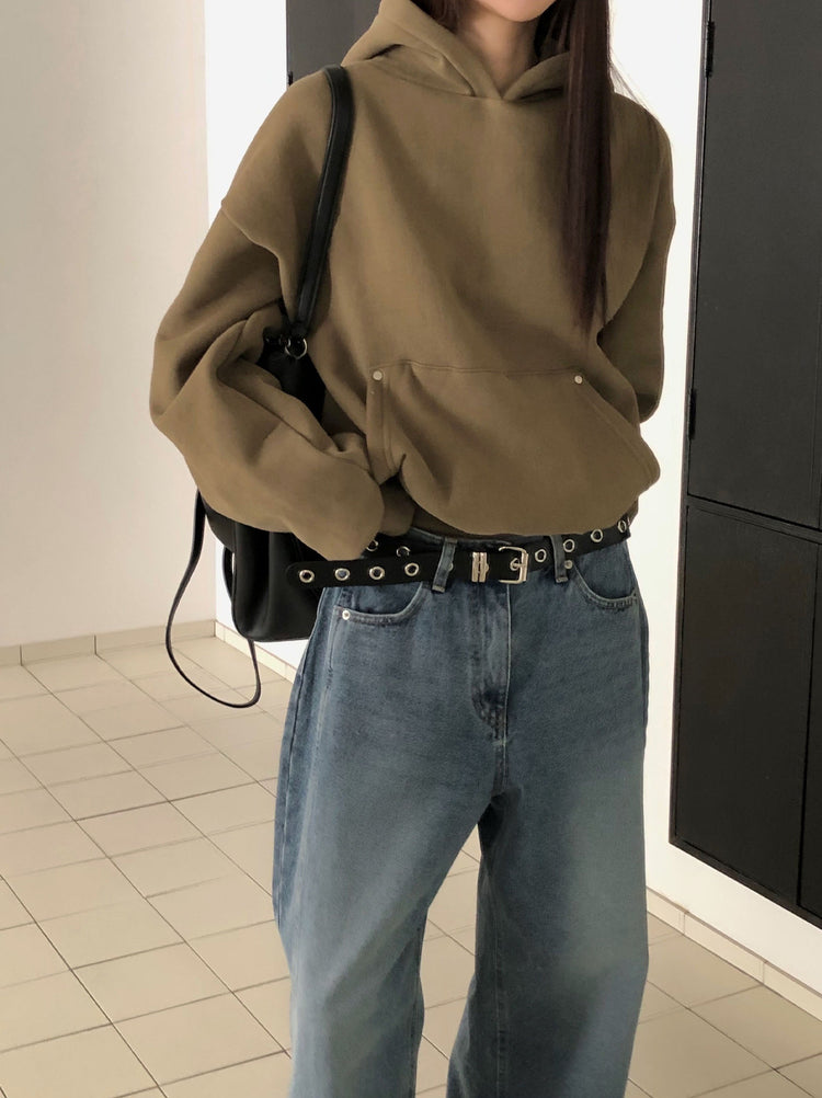 鉚釘細節基礎連帽衛衣