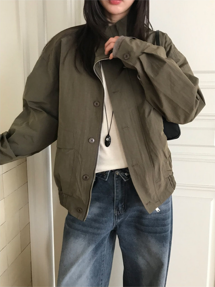 高質立領排鈕細節外套