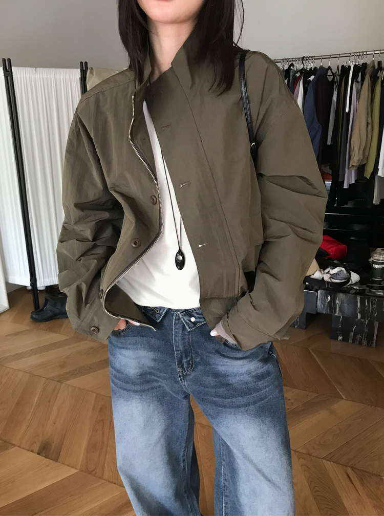 高質立領排鈕細節外套