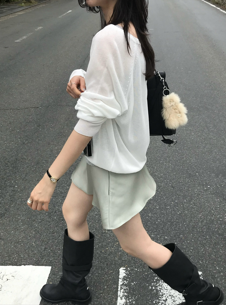 微透膚U領針織上衣
