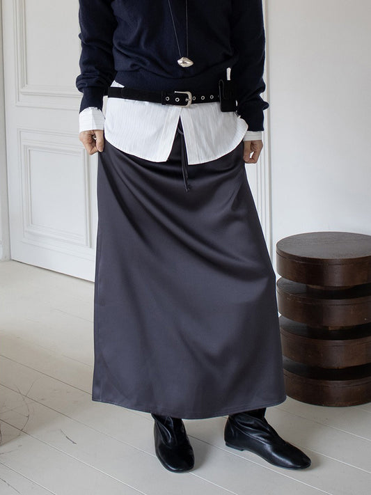 美色霧光澤感及踝裙