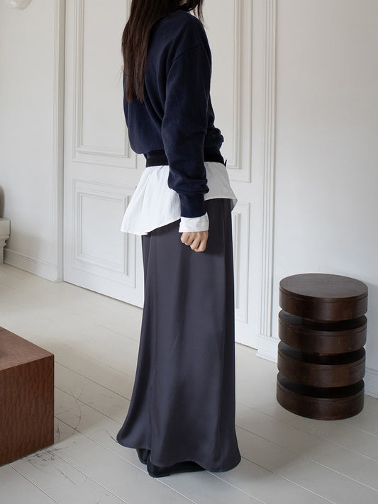 美色霧光澤感及踝裙