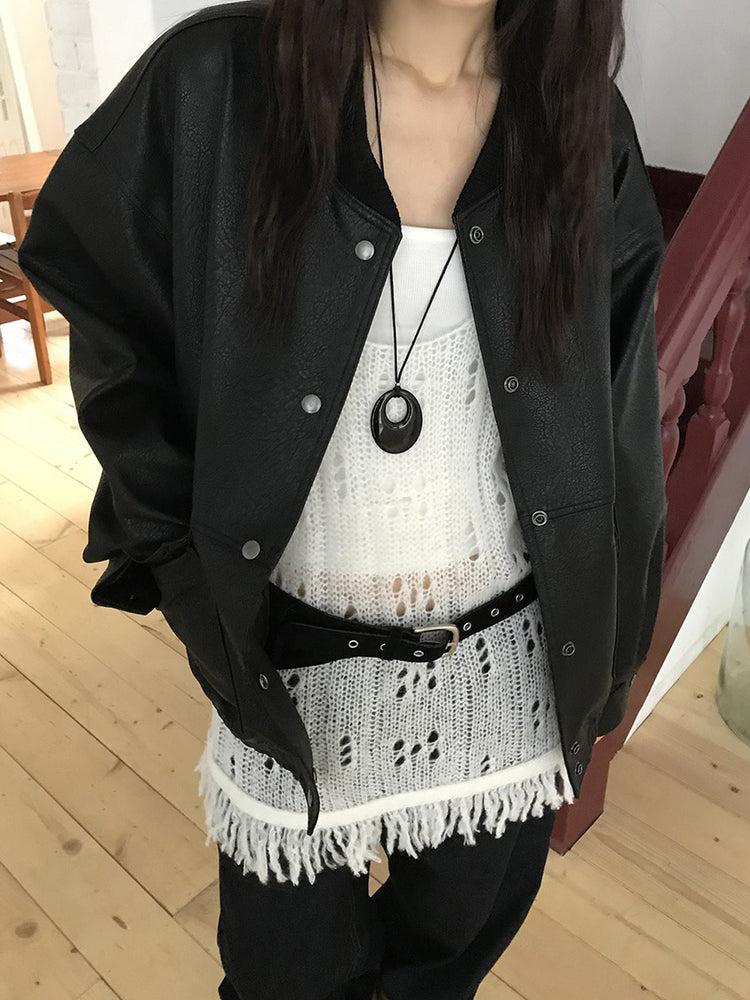 透膚縷空流蘇細節針織背心