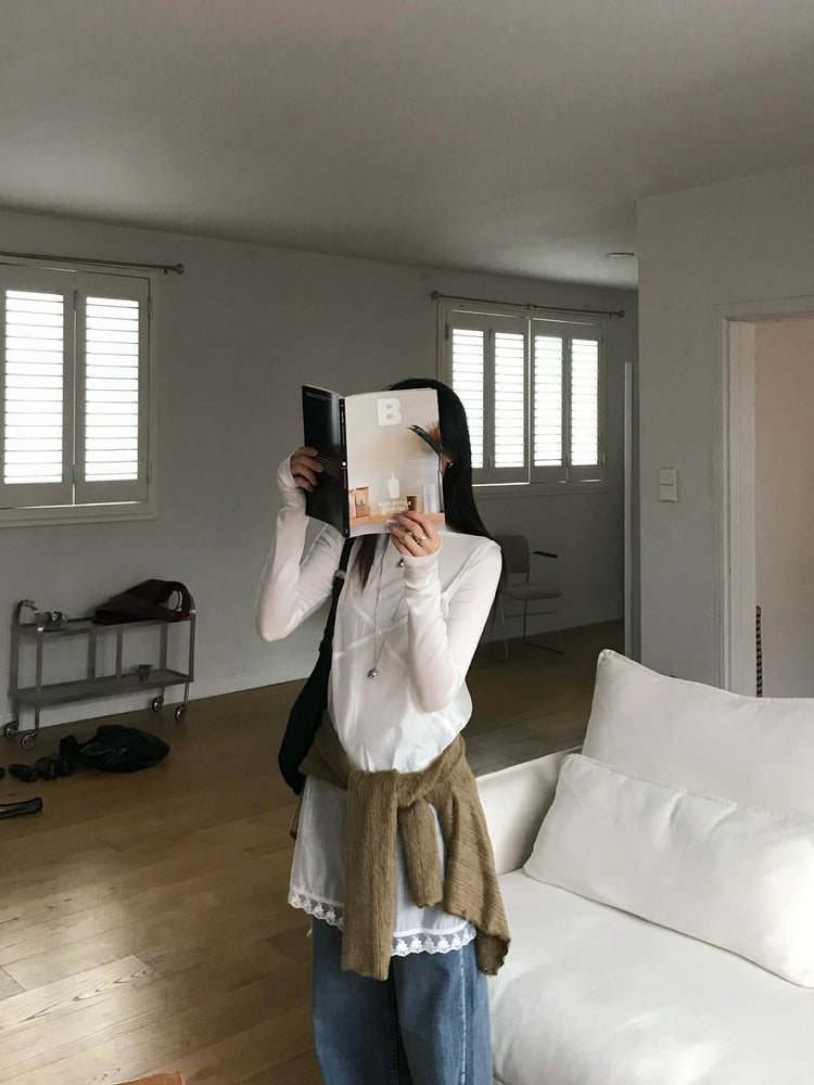 復古美刷色直闊腿牛仔褲