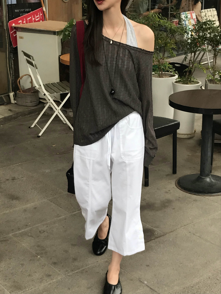 條紋掛脖上衣