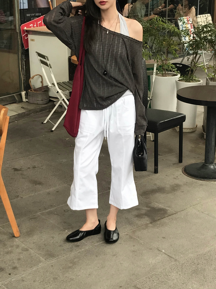 條紋掛脖上衣