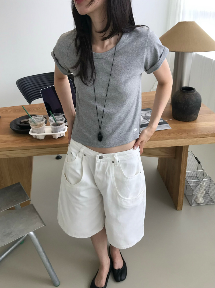 雙層口袋設計感細節六分褲