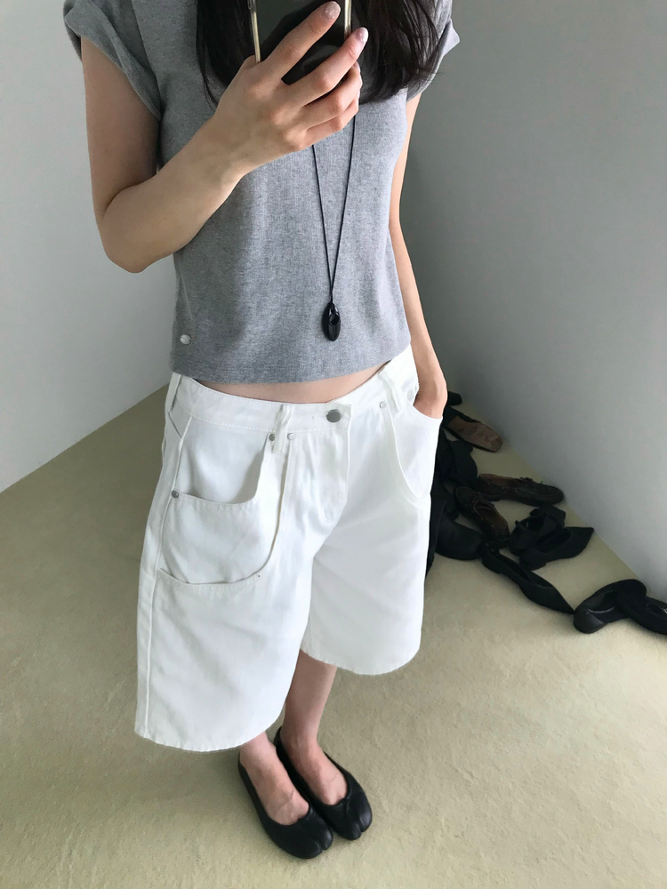 雙層口袋設計感細節六分褲