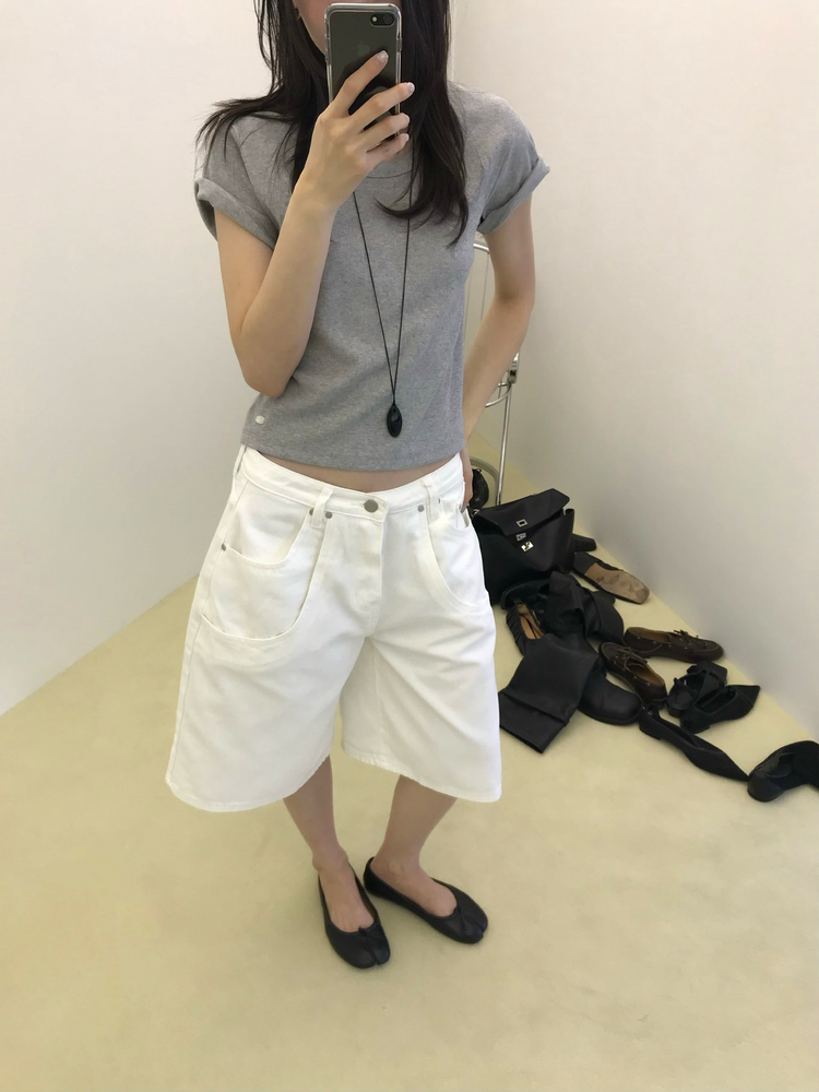 雙層口袋設計感細節六分褲