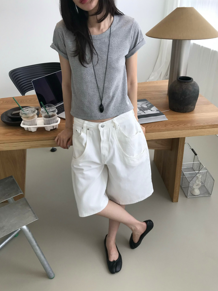雙層口袋設計感細節六分褲