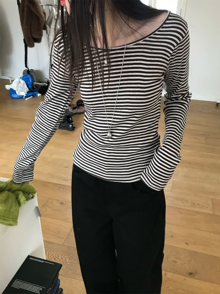 美色條紋撞色上衣