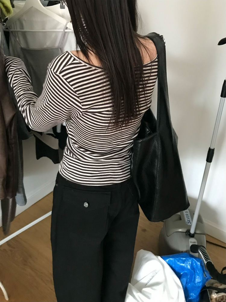 美色條紋撞色上衣