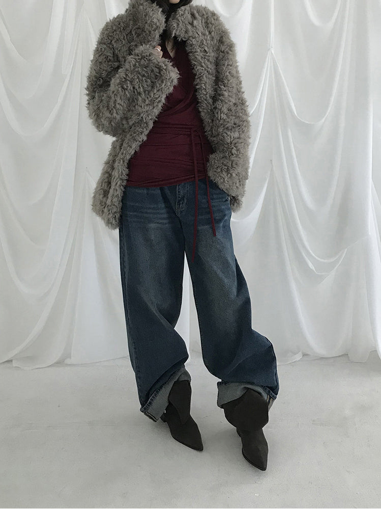 復古美色率性牛仔闊褲