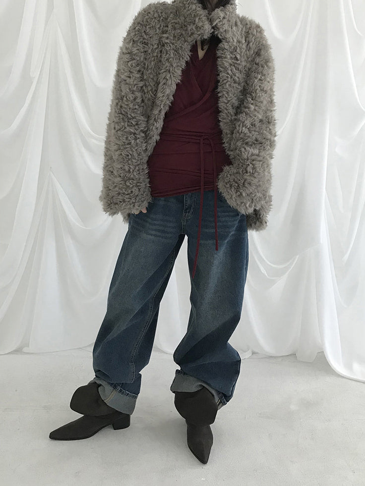 復古美色率性牛仔闊褲