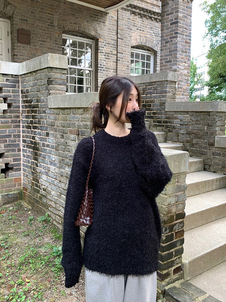 鬚毛質感寬鬆毛衣